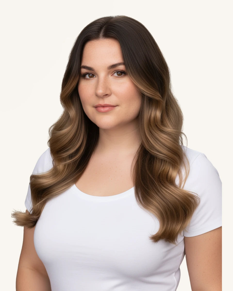 20-inch balayage brown blonde clip-in extensions