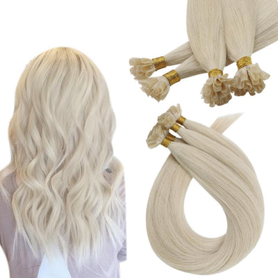 vivien keratin u tip 100% human hair extension solid color platinum blonde Soft Hair