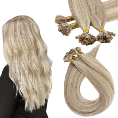 vivien keratin u tip 100% human hair extension highlight blonde hair color Soft Hair