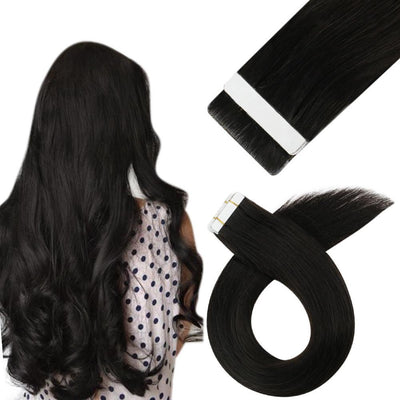 Vivien Virgin Injection Tape in Hair Natural Black Solid Color Soft Hair