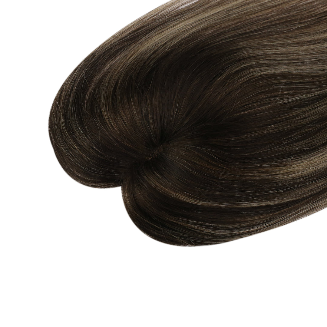 Remy Medium Hair Topper Hairpieces without Bangs Breathable Hair Topper Shine Hair (