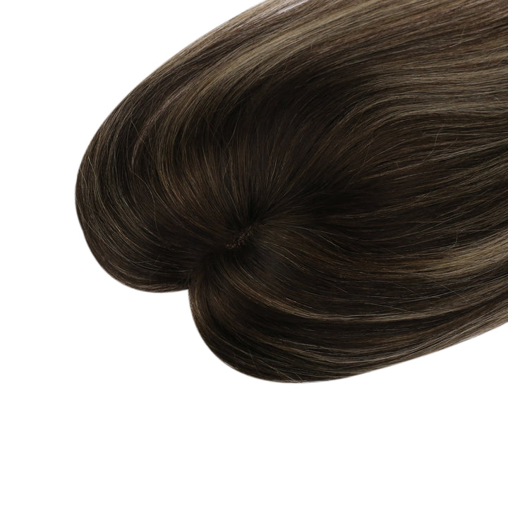 Remy Medium Hair Topper Hairpieces without Bangs Breathable Hair Topper Shine Hair (