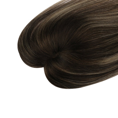 Remy Medium Hair Topper Hairpieces without Bangs Breathable Hair Topper Shine Hair (#4/27/4)