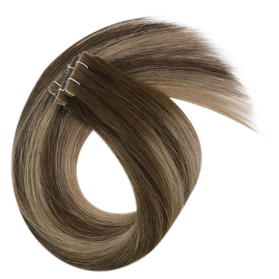 tape in balayage hair extensions natural human hair