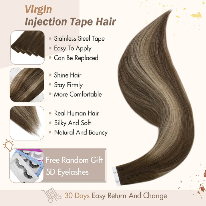 virgin+ tape in balayage hair extensions human hair
