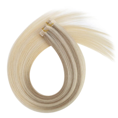 tape in balayage hair extensions natural human hair