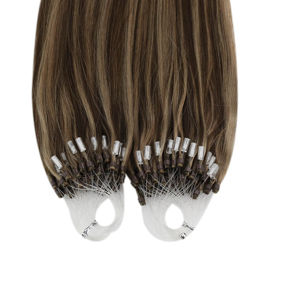 Real Human Remy Micro Loop Hair Extensions with Highlights Color Great Length P4 27 Vivien Beauty
