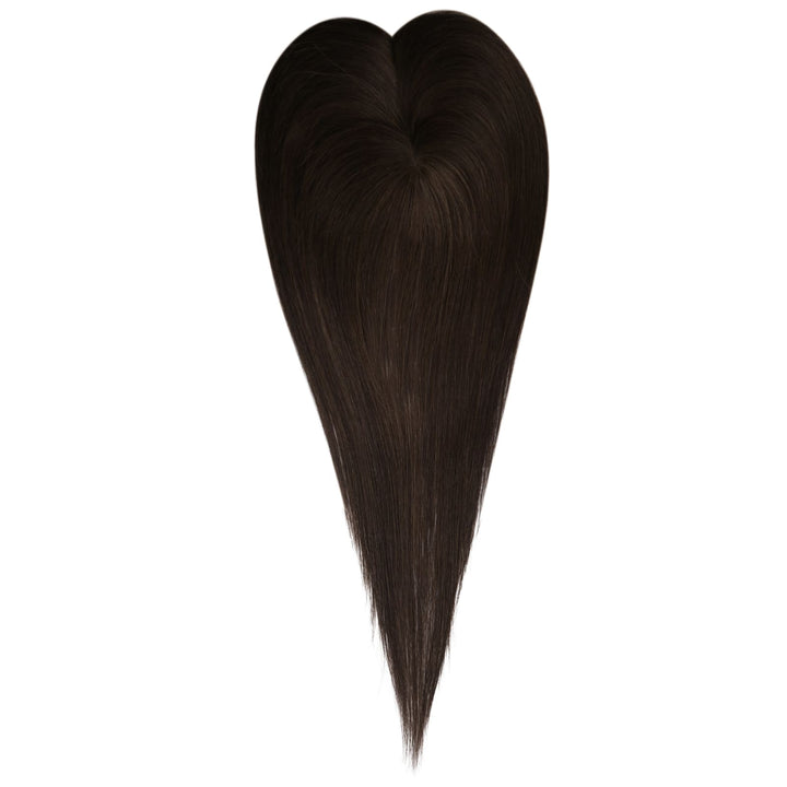 best hair topper-Hair topper with clips in rich dark brown shade