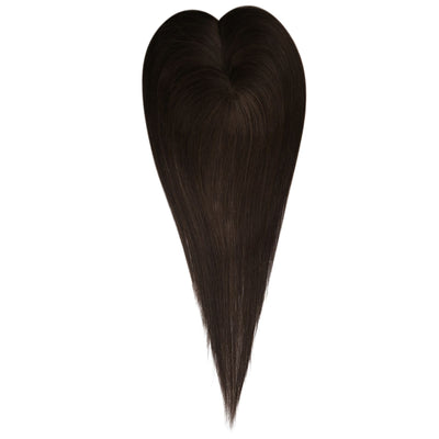 best hair topper-Hair topper with clips in rich dark brown shade