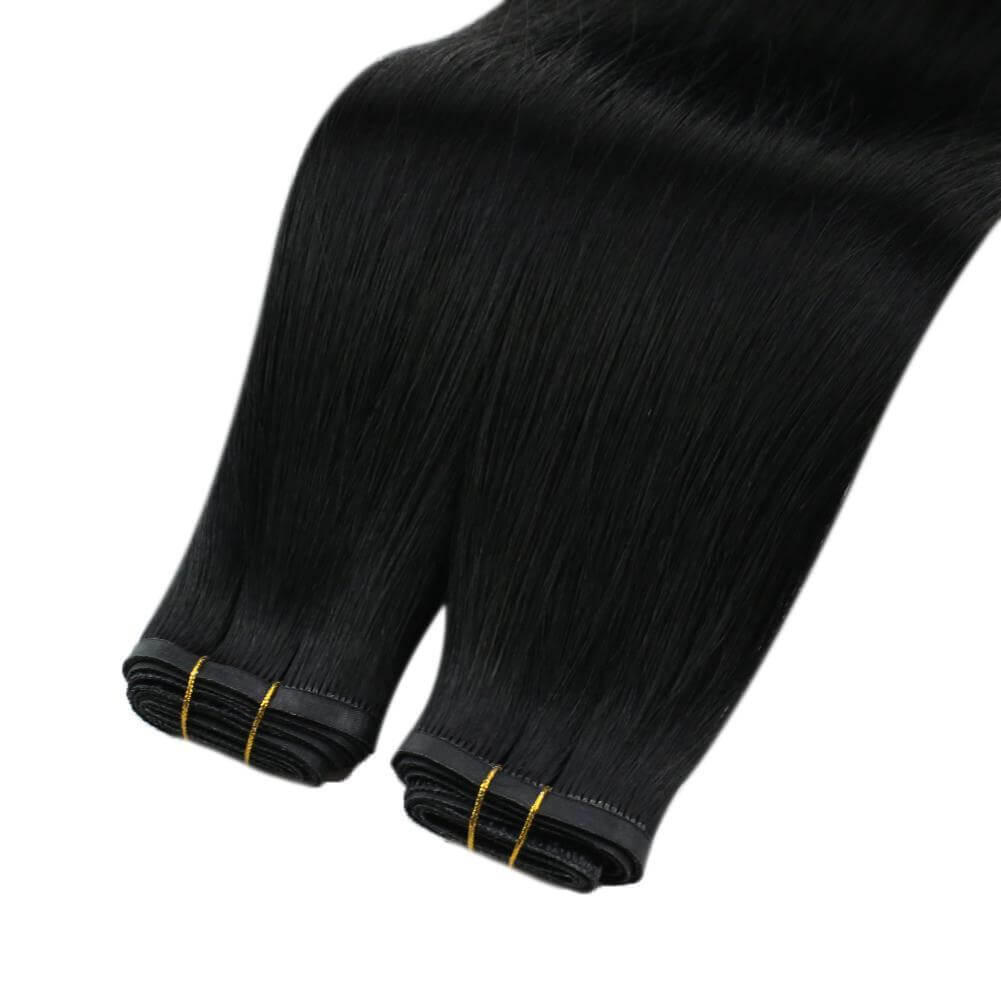 human real virgin hair weft extensions thin hair