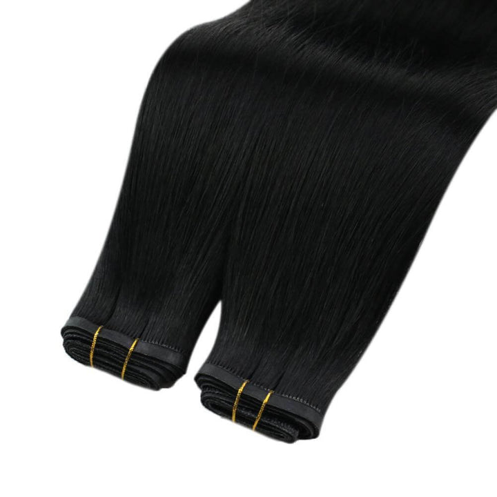human real virgin hair weft extensions thin hair