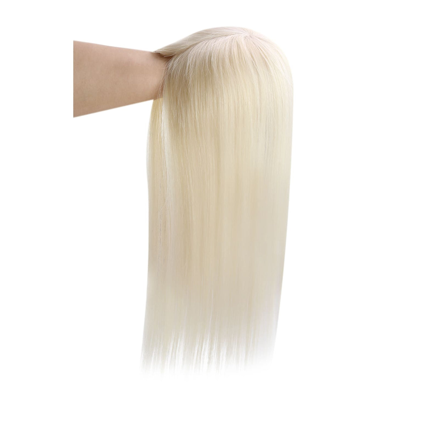hair toppers blonde-Heat-stylable light blonde topper with hand-tied base