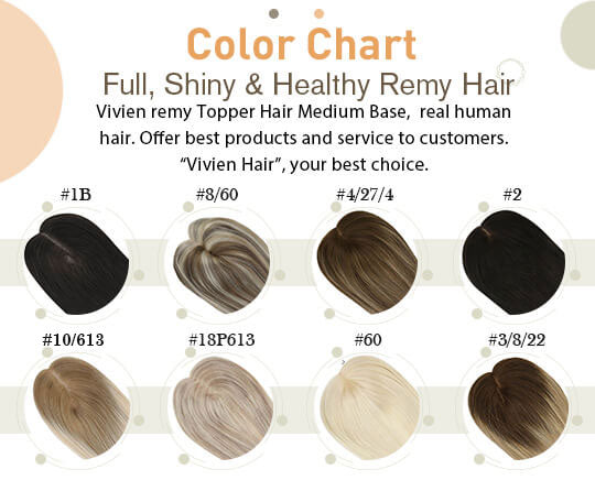 [150% High Density Upgrade] Remy Medium Hair Topper Hairpieces without Bangs Breathable Hair Topper Soft Hair (#3/8/22)
