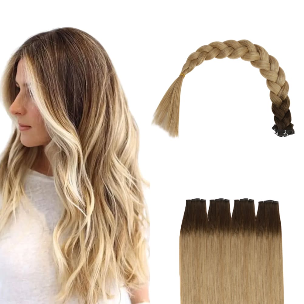 balayage brown and blonde genius weft virgin hair