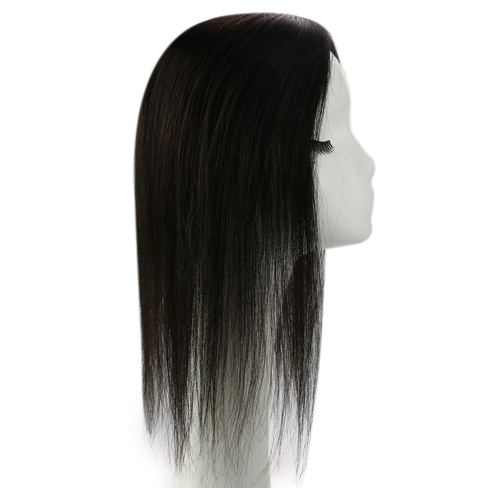 black hair topper for women-Clip-in 3x5 topper for seamless blending