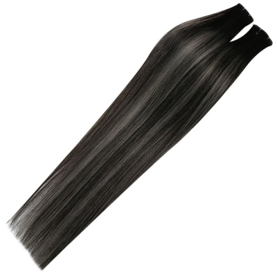 human hair bundles silver mixed black