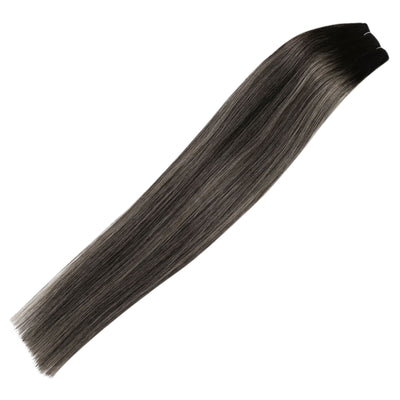 Virgin Hair Weft Sew in Extensions Balayage Black Ombre Silver Real Hair Bundles #1B/Silver/1B