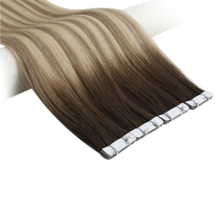 brown and blonde virgin injection tape-in hair