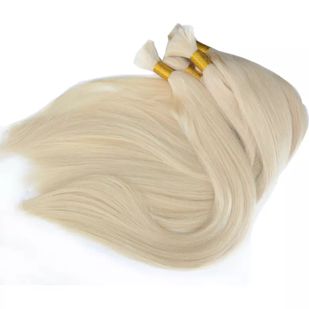 Human Virgin Hair Bulk Bundle 100% Unprocessed Raw Hair Extensions Platnum Blonde