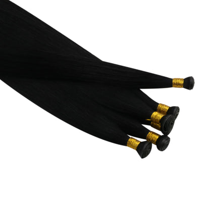 extensions black natural hair Close-up of genius weft hair extensions, seamless and natural