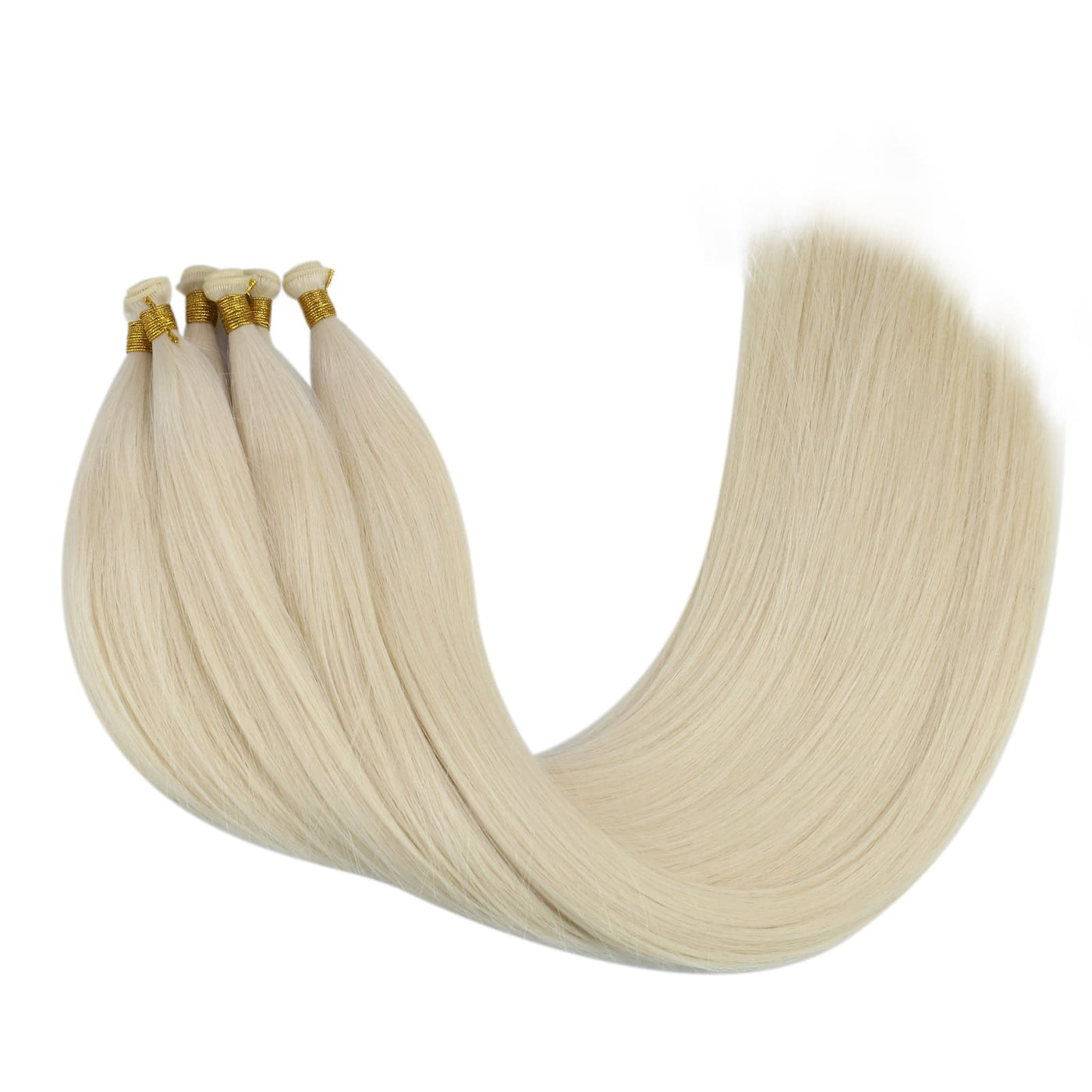 [virgin+]Human Hair Natural Genius Weft Extensions Weave Bundles Straight Whitest Blonde #1000