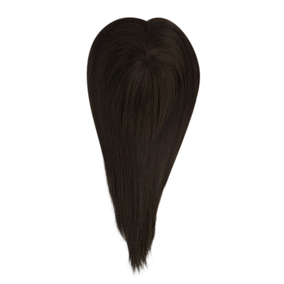 Virgin Crown Topper 100% Human Hair Topper Women Topper Hair Piece Large Base Darkest Brown #2