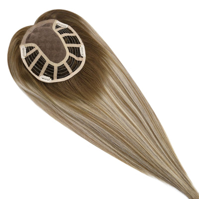 hair topper natural-Clip-in virgin hair topper for women with hair loss