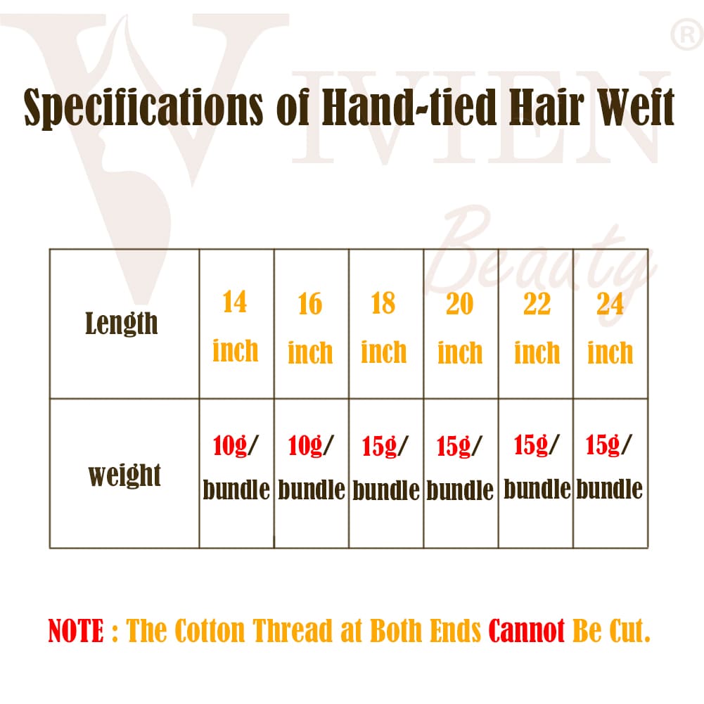 vivien real human remy hair weft hand tied
