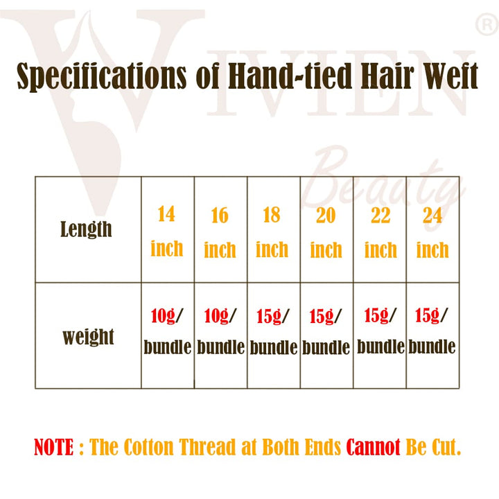 vivien real human remy hair weft hand tied