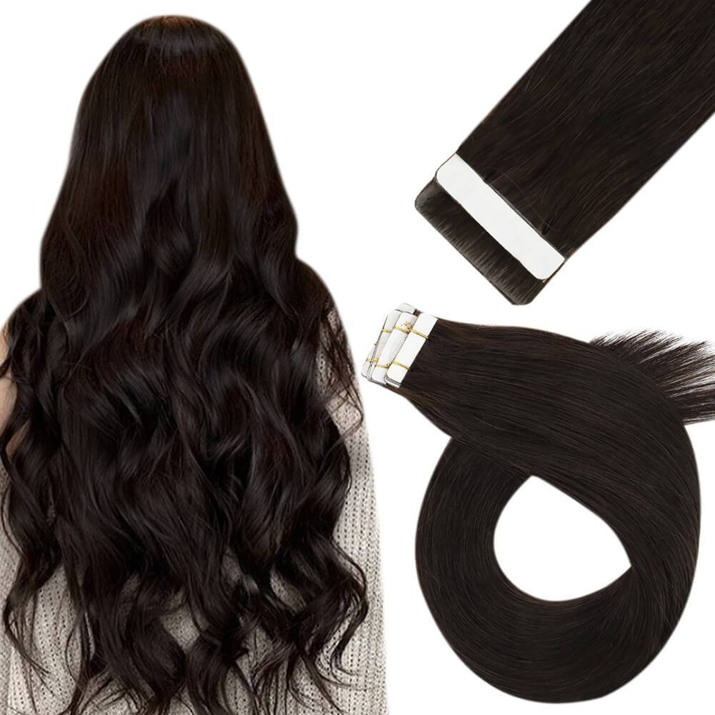 darkest brown invisible tape in hair