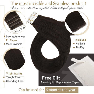 invisible and seamless tape in hair extensions