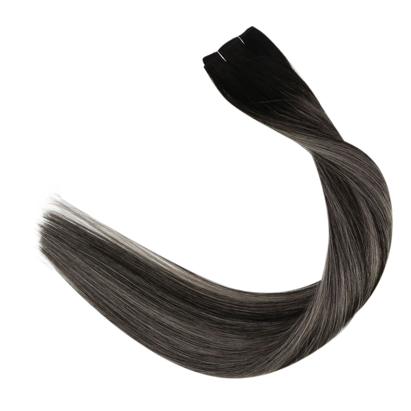 Virgin Hair Weft Sew in Extensions Balayage Black Ombre Silver Real Hair Bundles #1B/Silver/1B