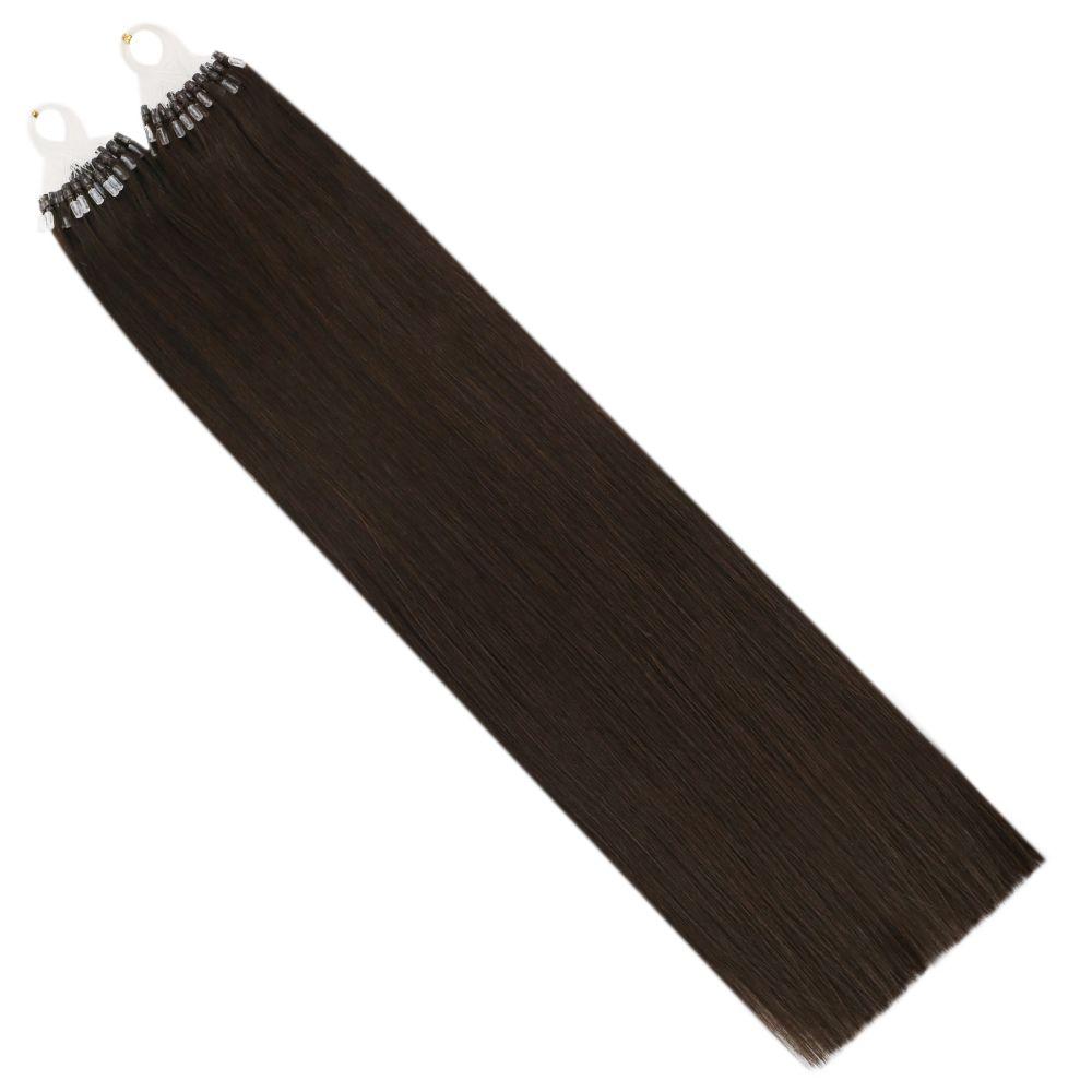 micro loop hair with color brown