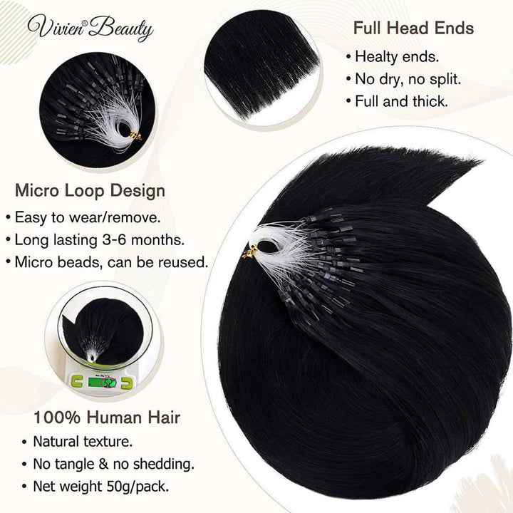 black micro loop remy hair extension