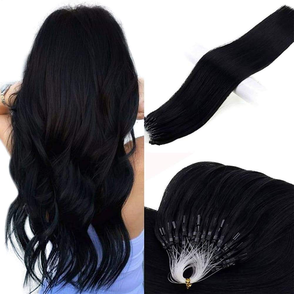 jet black remy human hair micro loop