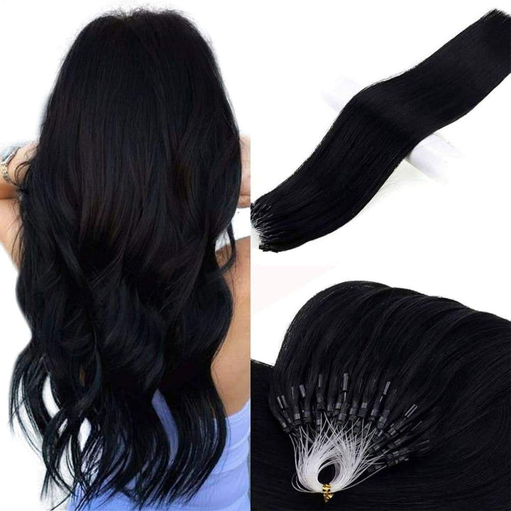 jet black remy human hair micro loop