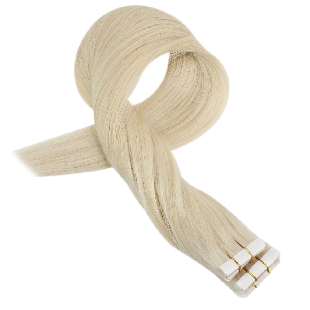 blonde color sticky tape in hair