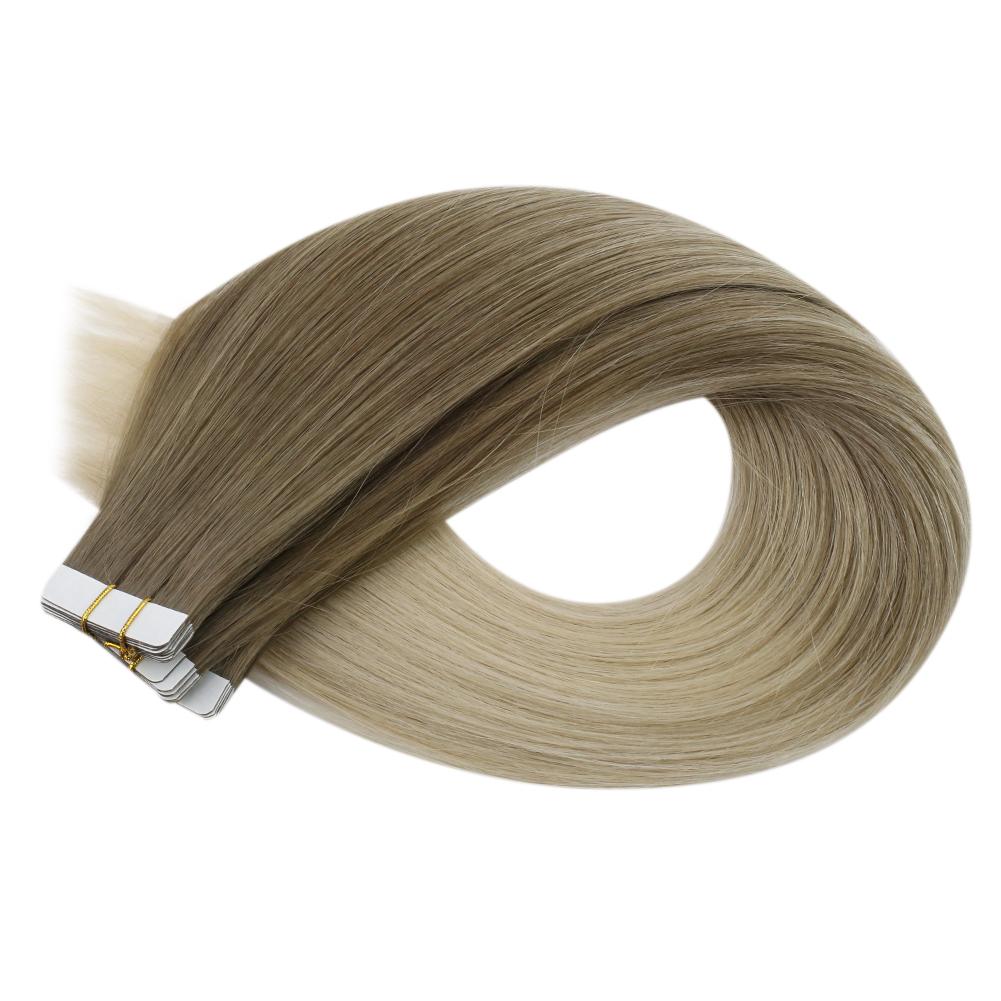 silky straight balayage color tape in hair