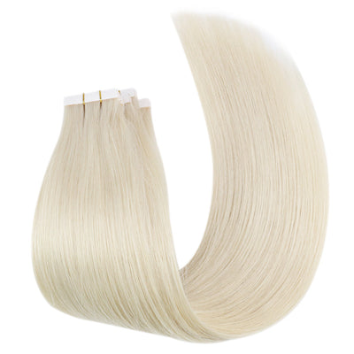 Platinum Blonde Invisible Seamless Injection Virgin Tape in Hair Extensions For Women (#60)