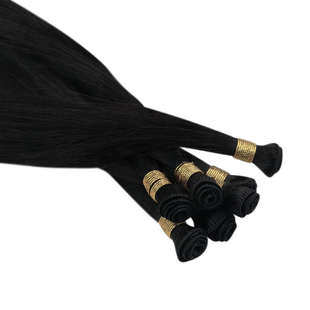 Virgin+ Hand-tied weft extensions real human hair
