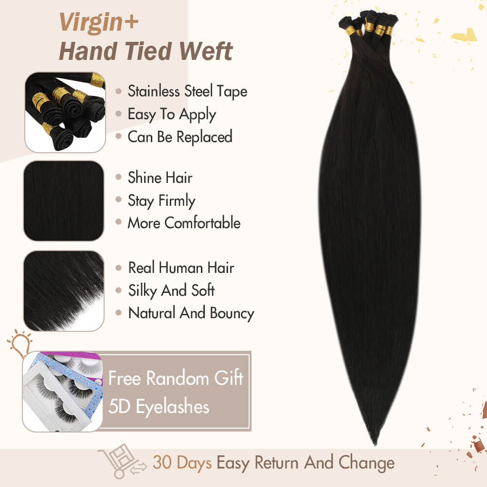 Vivien Hair Virgin+ Hand Tied Weft Extensions Natural Hair