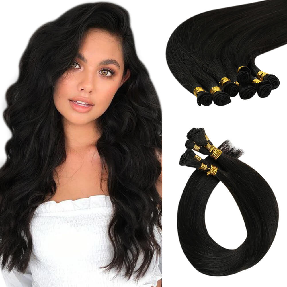 Vivien Hair Virgin+ Hand Tied Weft Extensions Off Black