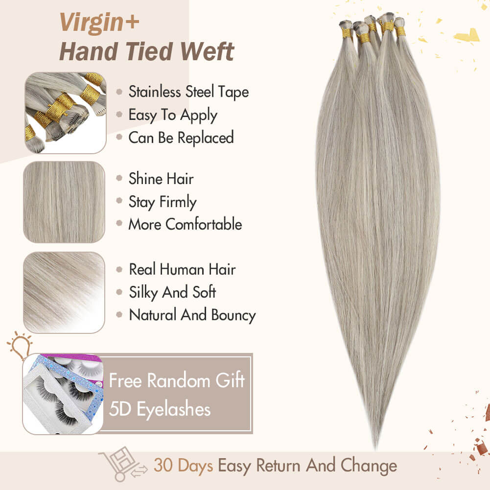 High quality real hair virgin+ hand tied weft