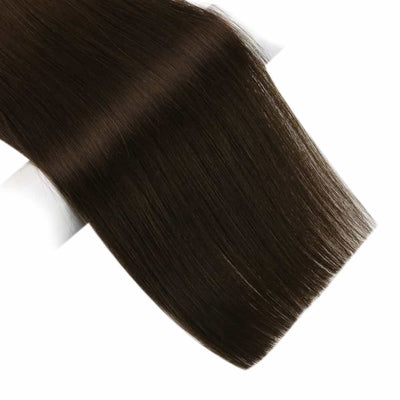 Flat Silk Weft Chocolate Brown Human Virgin Hair Double Weft One Bundle PU Sew In Hair  For Women #4