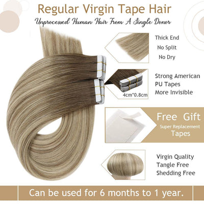 Real human virgin tape in hair